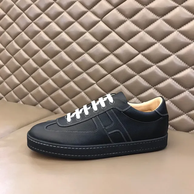 Hermès Chypre Preto Laranja H-Motif Painel Lateral Costura Contraste Branca Lifestyle Sneakers 5
