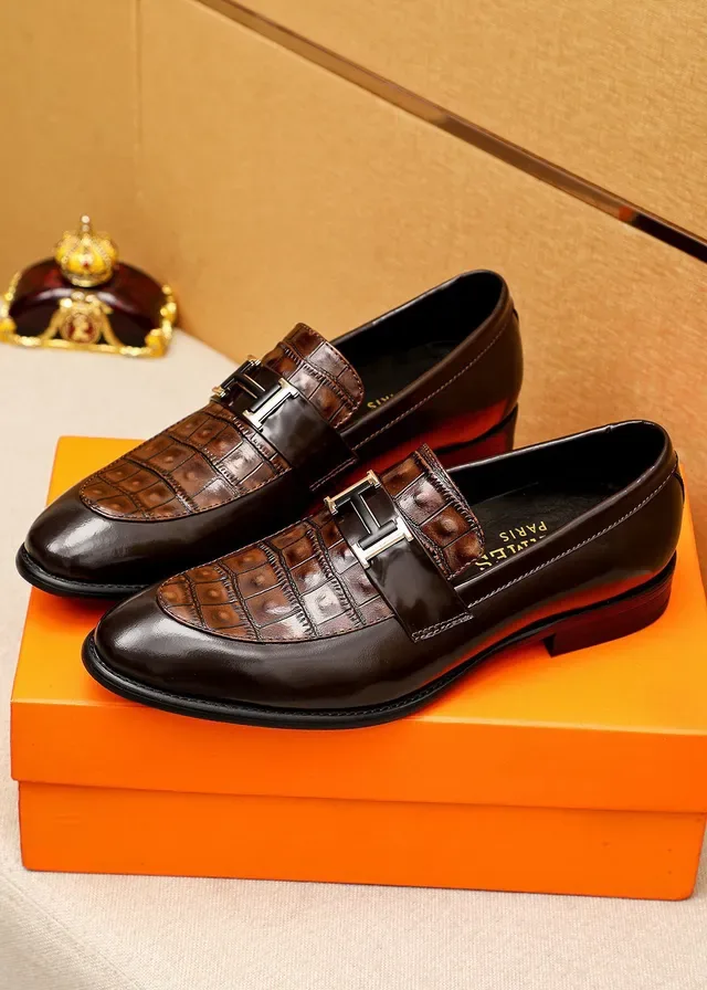 Hermès Constance Loafer Brown Crocodile-Embossed Polished Leather Loafers 2