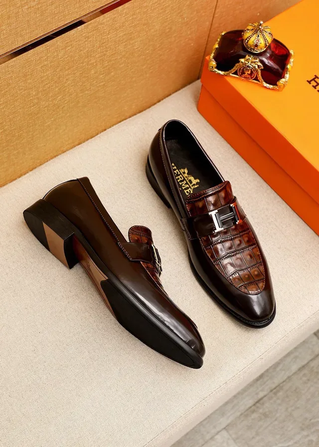 Hermès Constance Loafer Brown Crocodile-Embossed Polished Leather Loafers 3