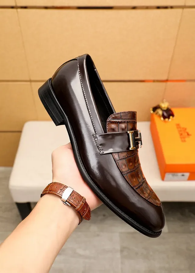 Hermès Constance Loafer Brown Crocodile-Embossed Polished Leather Loafers 5