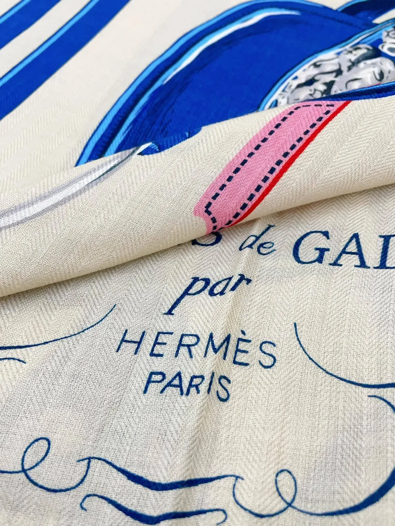 Hermès Gala भूरा नीला Herringbone Weave मुद्रित ग्राफिक मोटिफ सिल्क स्कार्फ 9