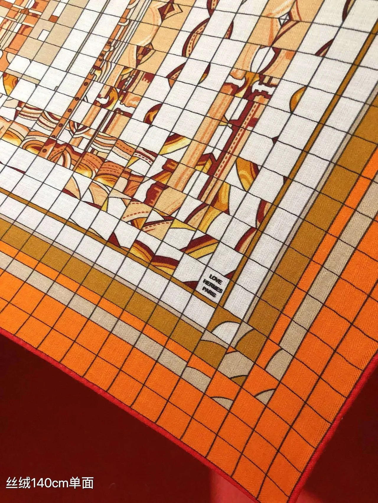 Hermès জ্যামিতিক কমলা খৈরা রেশম স্কার্ফ 6