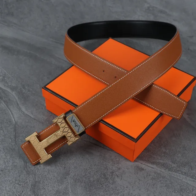 Hermès H Buckle বাদামী এবং কালো চামড়ার বেল্ট 6