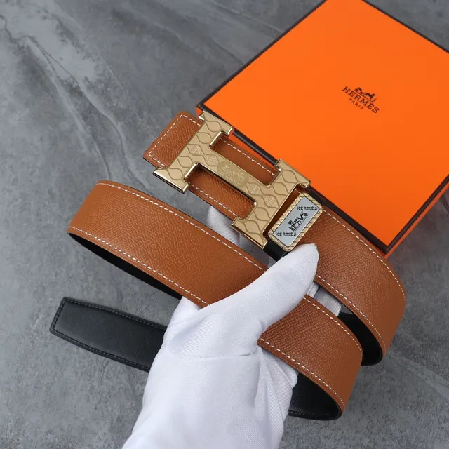 Hermès H Buckle বাদামী এবং কালো চামড়ার বেল্ট 8