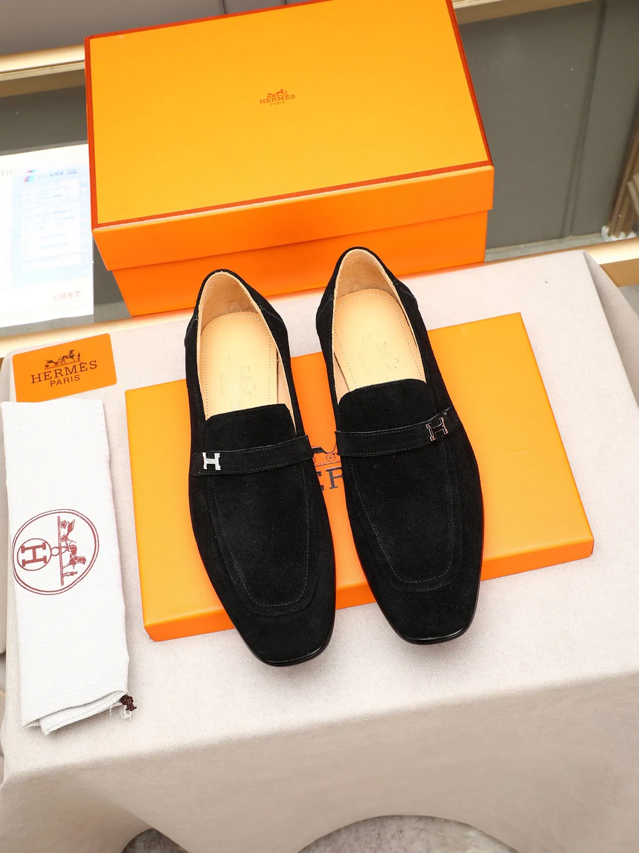 Hermès H de Hermès Black Suede Loafer 3