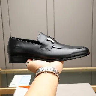 Hermès H-Loafer 黑色皮革 H-Buckle 乐福鞋