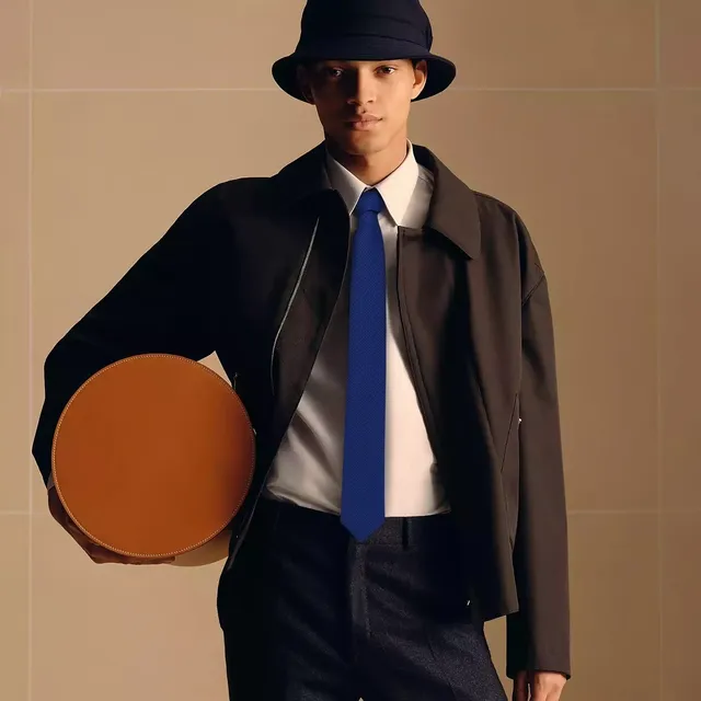 Hermès H-Motif azul preto Jacquard-Woven Monogram gravata 3