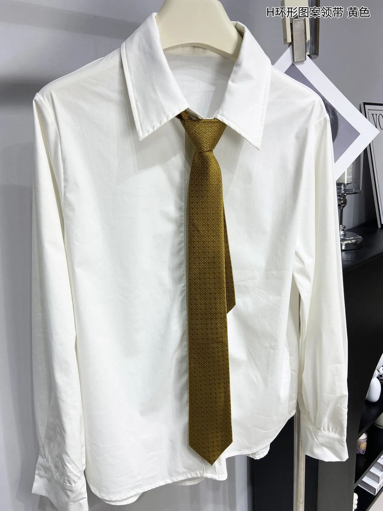 Hermès H Motif Jacquard 黄和棕色领带 7