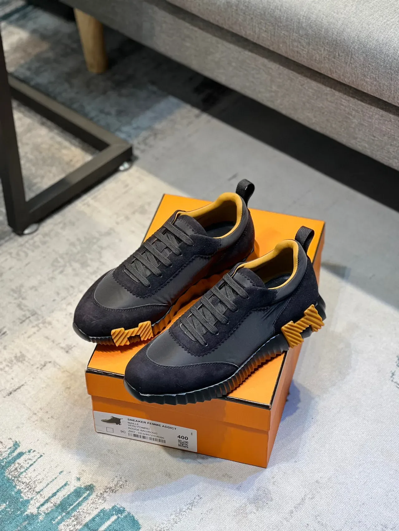 Hermès H-Ride Black Suede and Nylon Lifestyle Sneakers 6