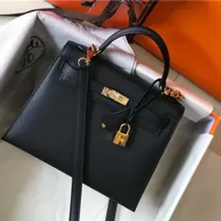 Hermès Kelly Mini 黑色皮革 金色五金配件 托特包