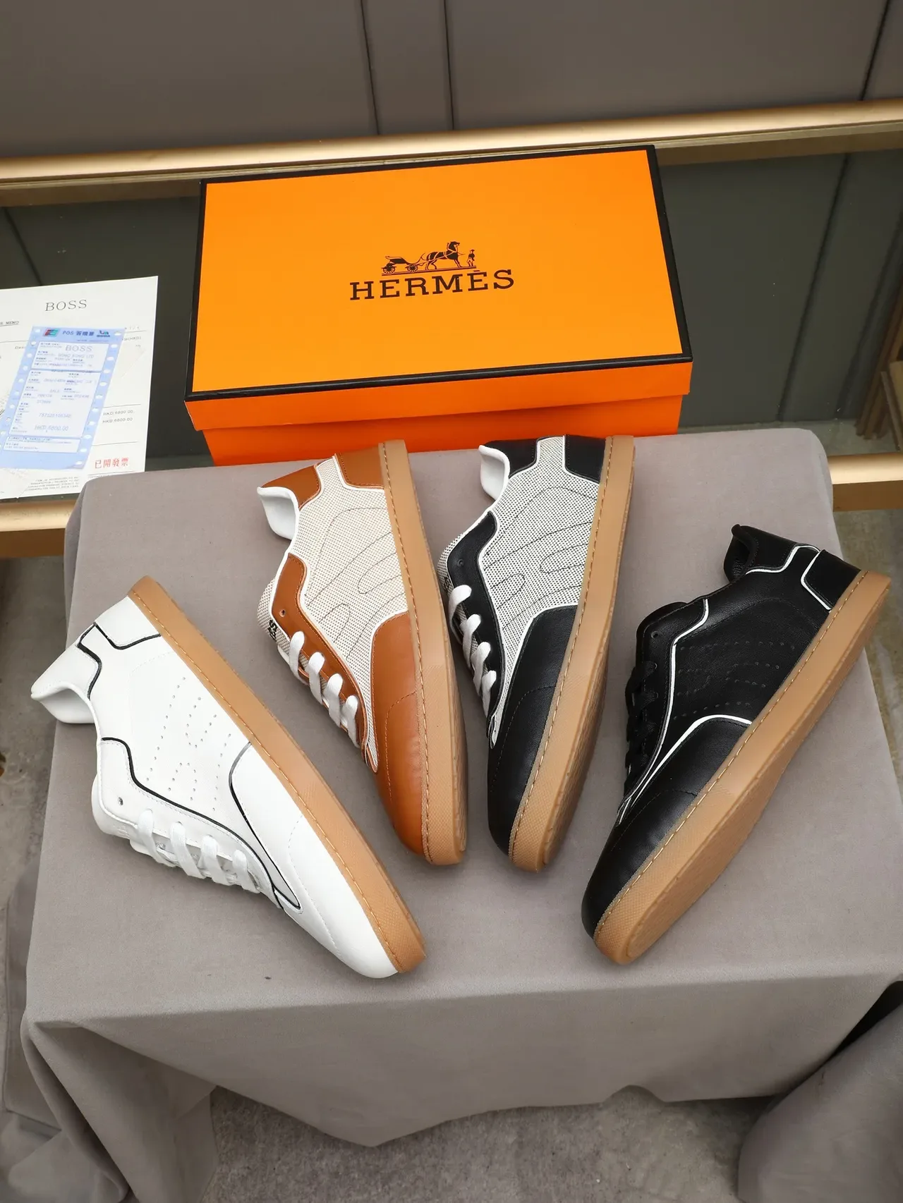Hermès Mesh and Leather Panel Sneaker 2