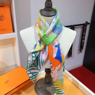 Hermès Multicolor Illustrated Silk Scarf