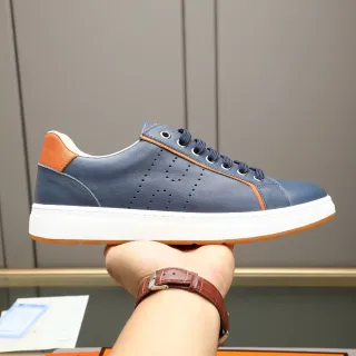 Hermès নেভি এবং অরেঞ্জ পারফোরেটেড লেদার লাইফস্টাইল স্নিকার
