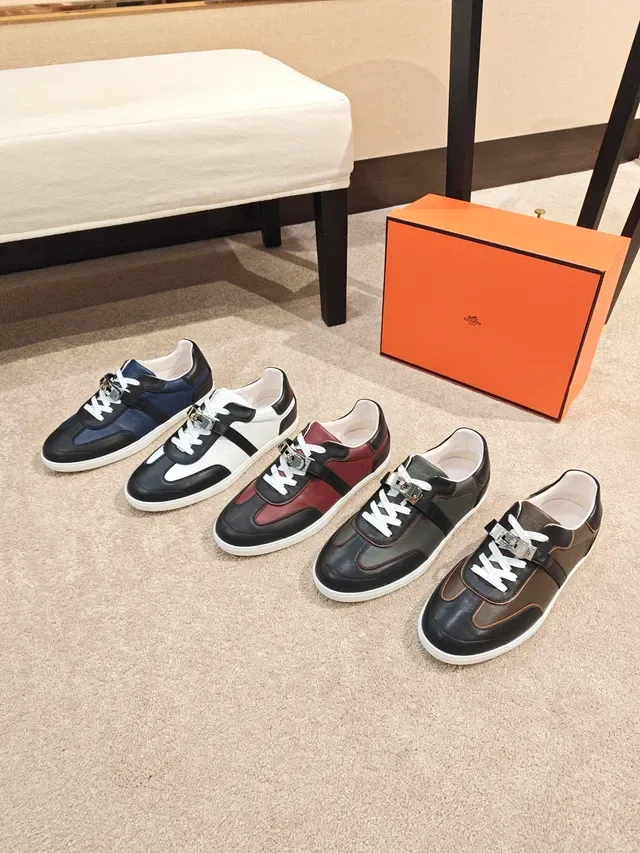 Hermès Oran Black and White Leather Lifestyle Sneakers 2