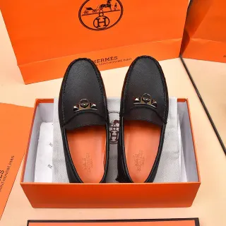 Hermès Oran কালো কমলা টেক্সচার্ড চামড়া স্লিপ-অন কনস্ট্রাকশন লোফার