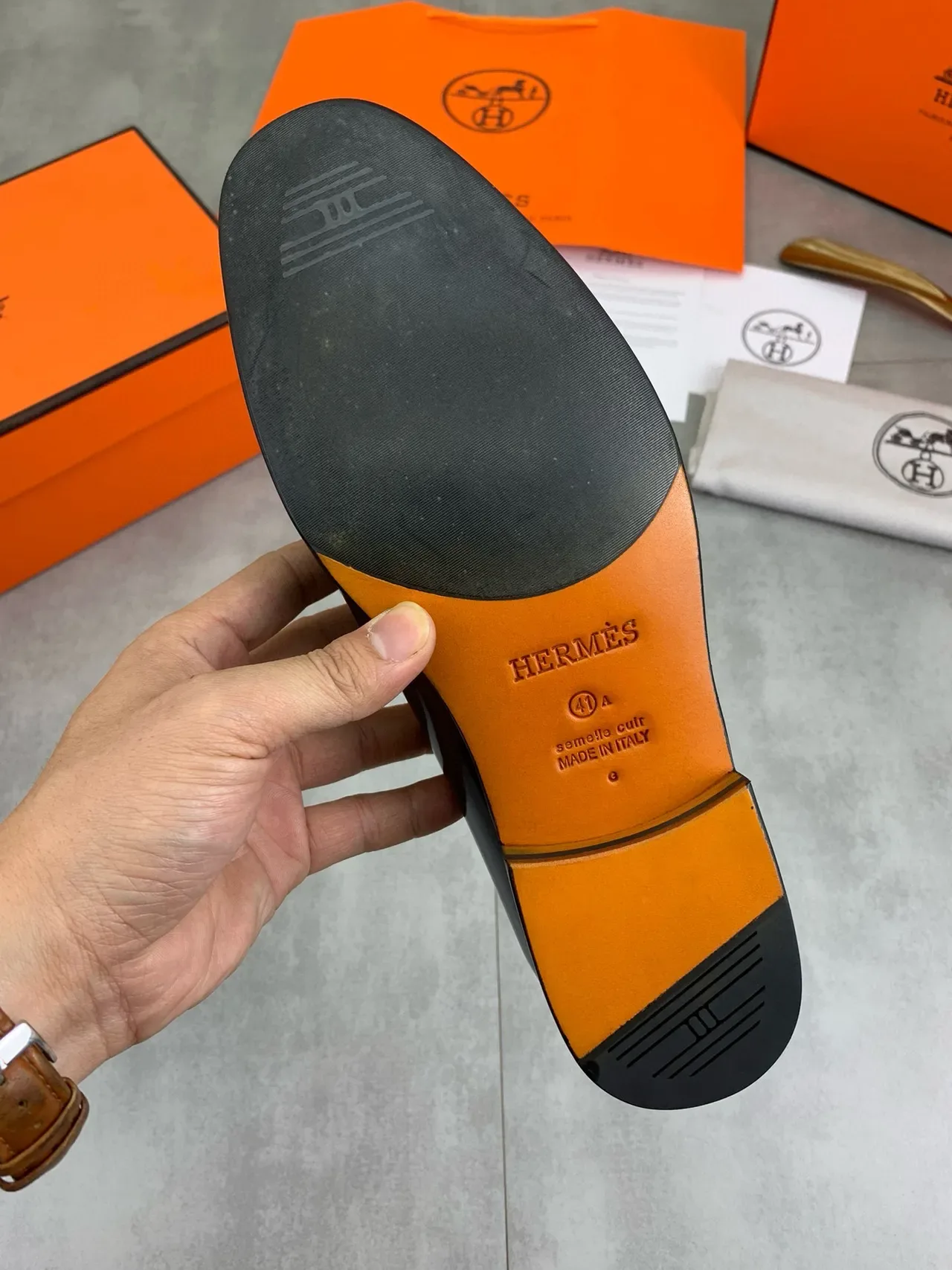 Hermès Oran Black Patent Leather H-Buckle Loafers 3