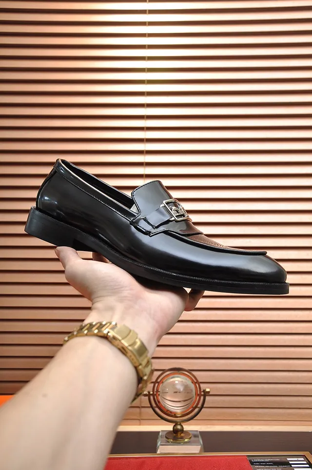 Hermès Oran Black Polished Leather Buckle Loafers 7