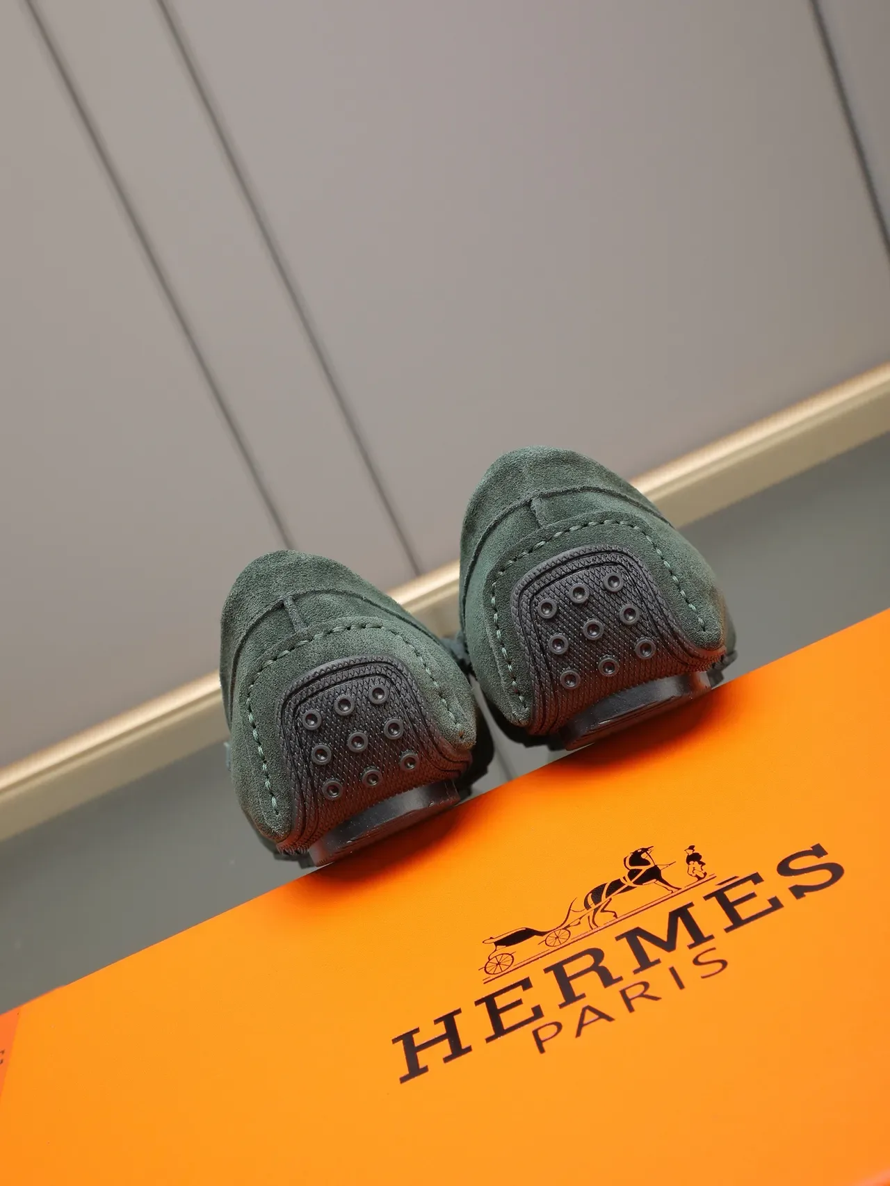 Hermès Oran हरा चमड़ा H-Buckle लोफर 3