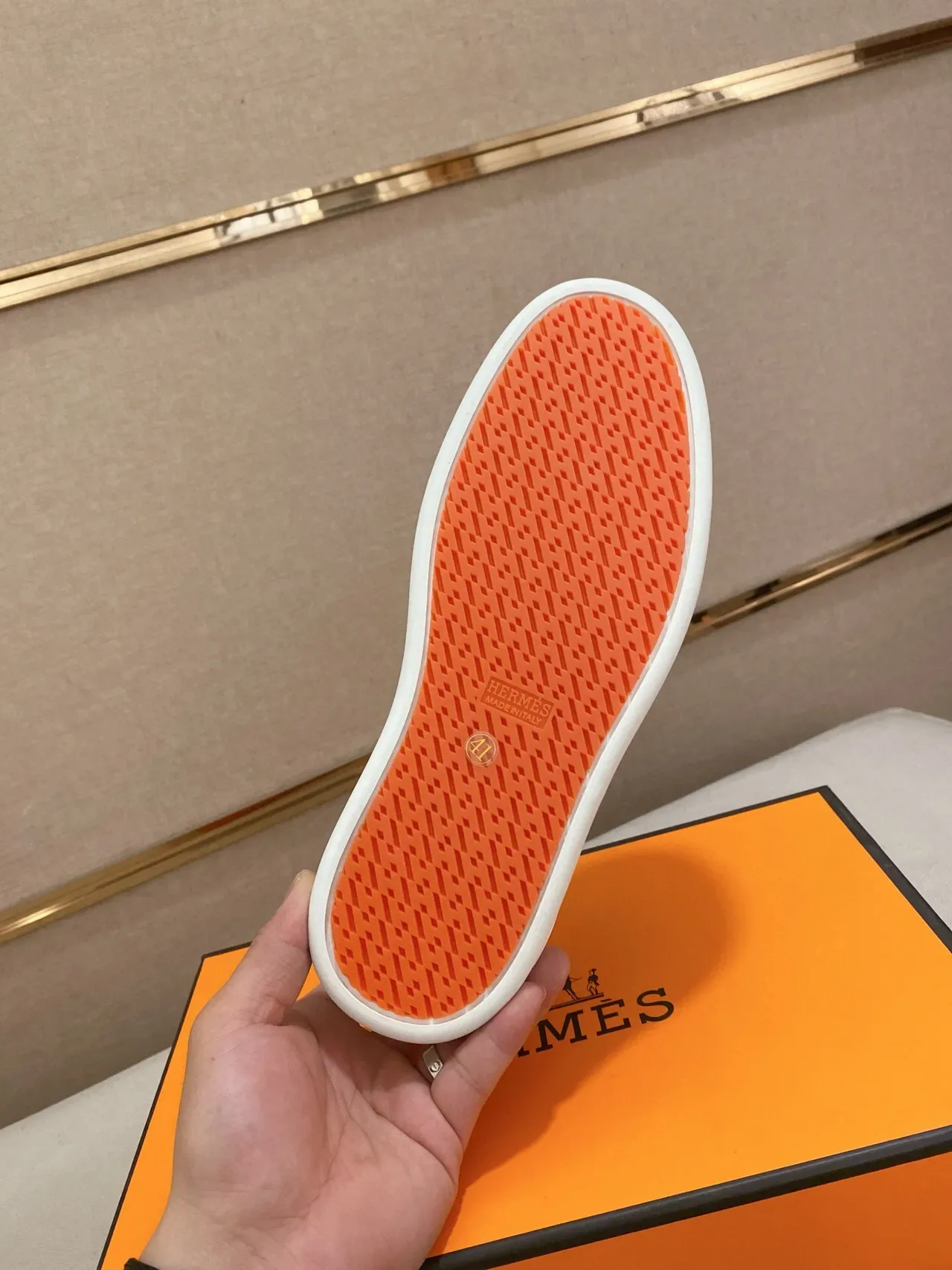Hermès Orange Gray Low-Top Suede And Mesh Upper Lifestyle Sneakers 9