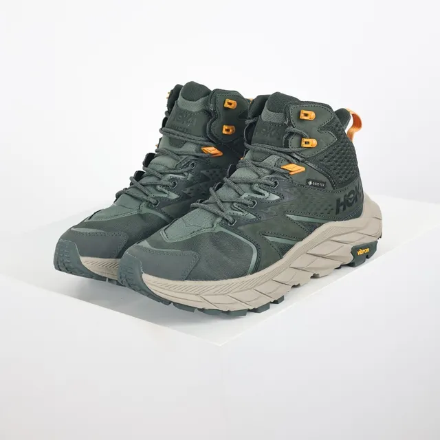 Hoka أخضر عسكري بيج عالي الارتفاع GORE-TEX مبطن أحذية مشي 2