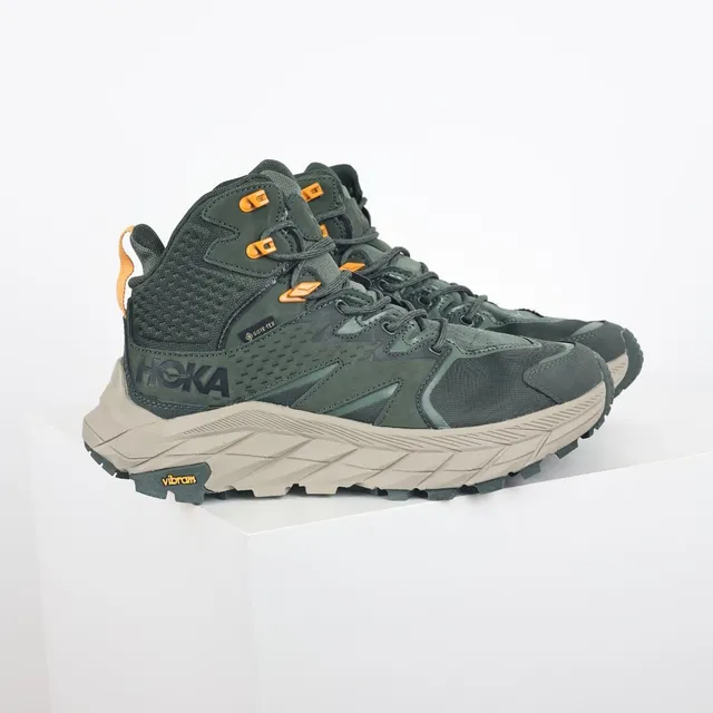 Hoka أخضر عسكري بيج عالي الارتفاع GORE-TEX مبطن أحذية مشي 3