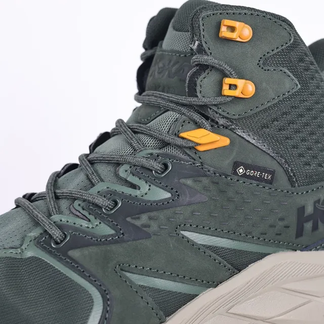 Hoka أخضر عسكري بيج عالي الارتفاع GORE-TEX مبطن أحذية مشي 6
