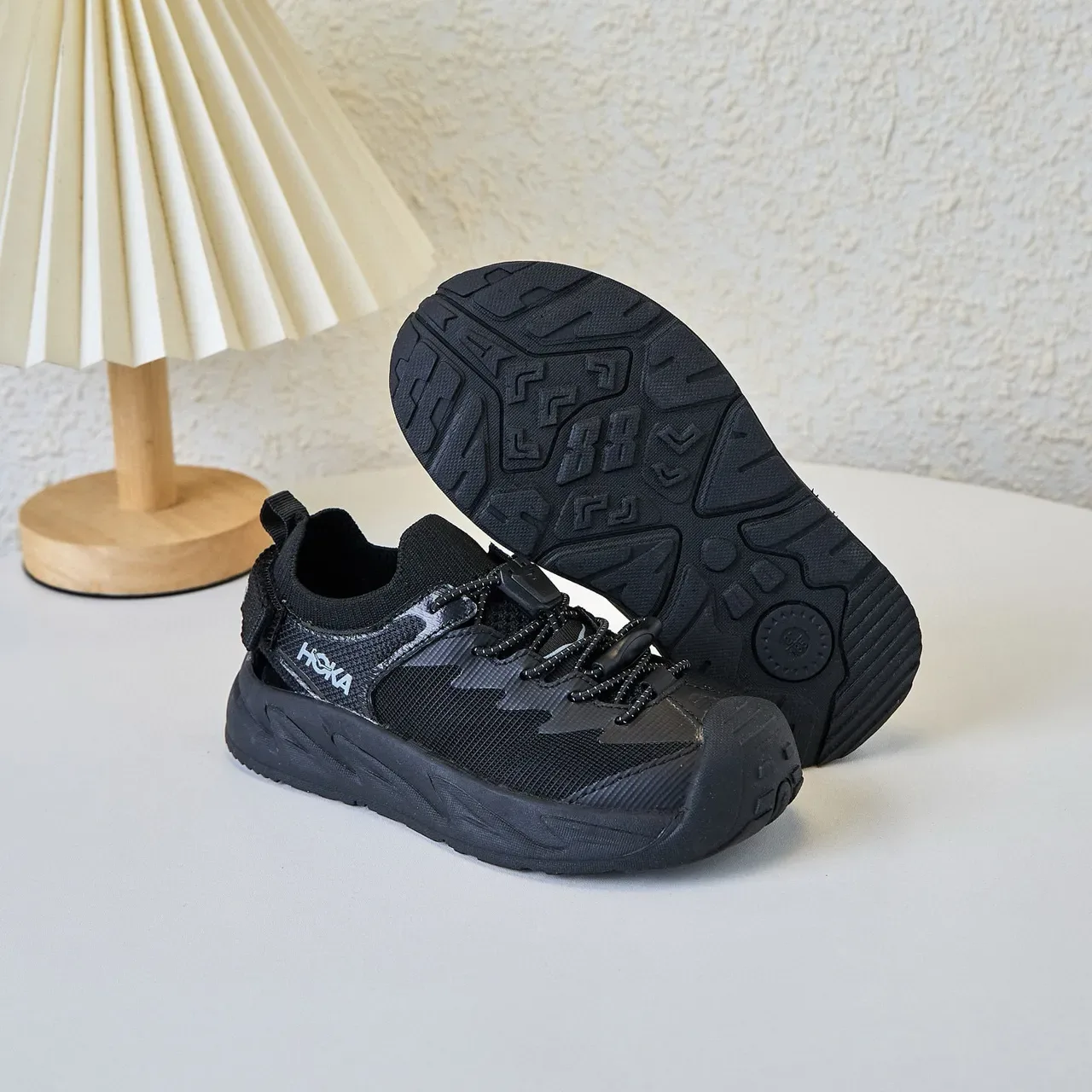 Hoka Preto Cinza Malha Superior Sola de Borracha Esculpida Tênis Lifestyle 14