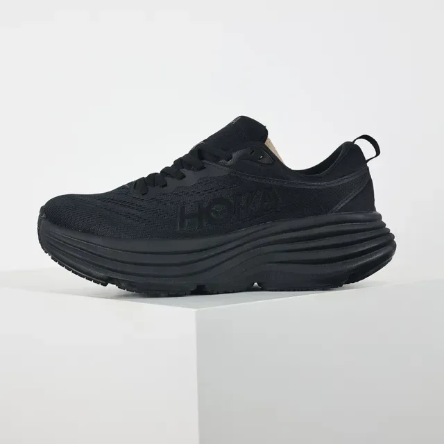 Hoka Clifton أحذية الجري أسود أحادي اللون مع الجزء العلوي من التريكو المهندس 9