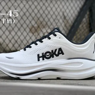 Hoka सफेद काला अधिकतम कुशनिंग इंजीनियर्ड मेश अपर रनिंग जूते
