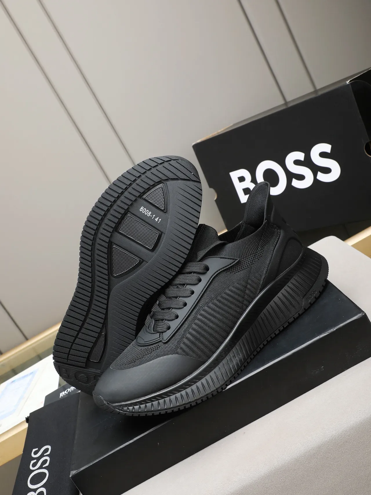 Hugo Boss Black Knit Upper Sculpted Sole Lifestyle Sneaker 5