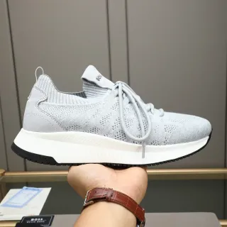 Hugo Boss 灰白针织鞋面 罗纹领 生活休闲鞋