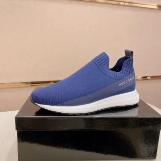 Hugo Boss Chaussures Lifestyle en Tricot Slip-On Bicolores Bleu