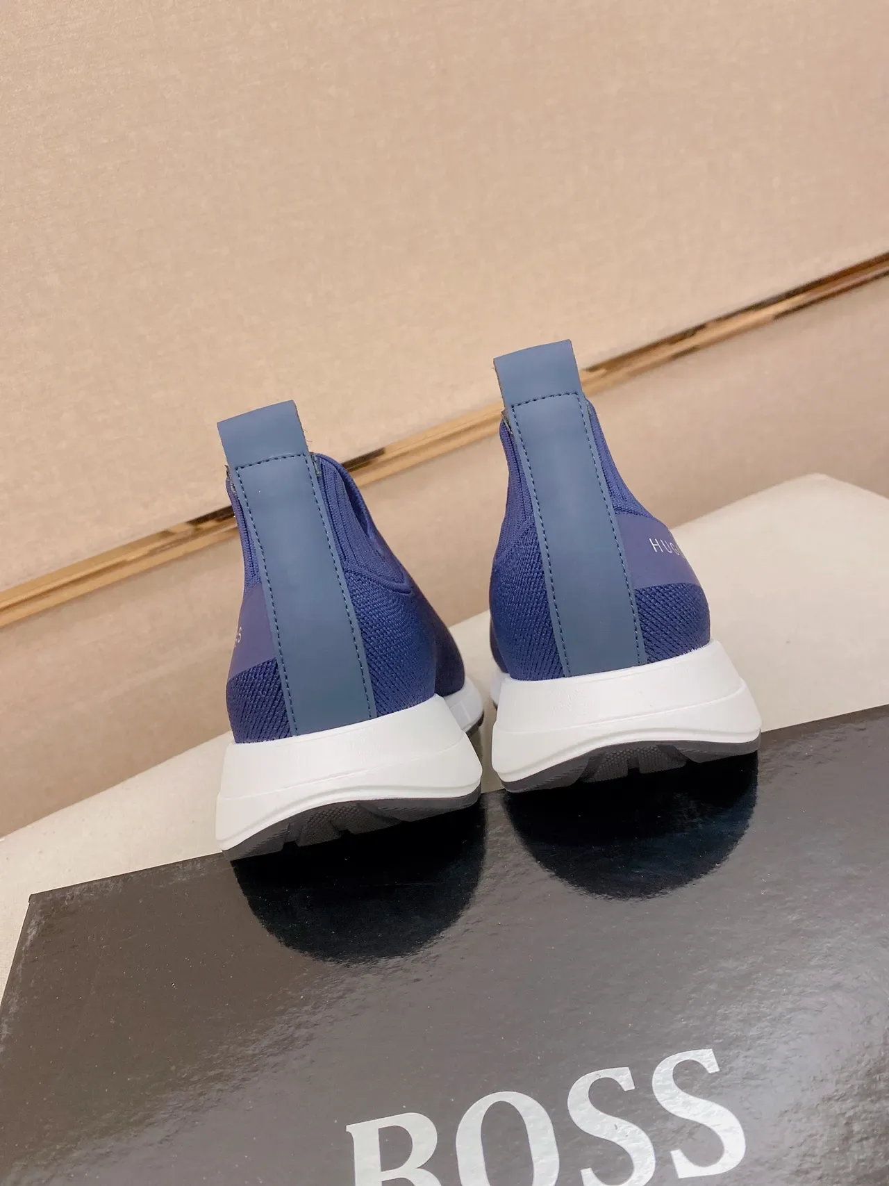Hugo Boss Chaussures Lifestyle en Tricot Slip-On Bicolores Bleu 3