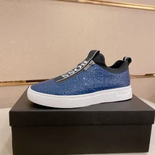 Hugo Boss Logo Slip-On Blue and White Lifestyle Sneakers — Hugo Boss Lifestyle Sneakers photo from the Yupoo catalog
