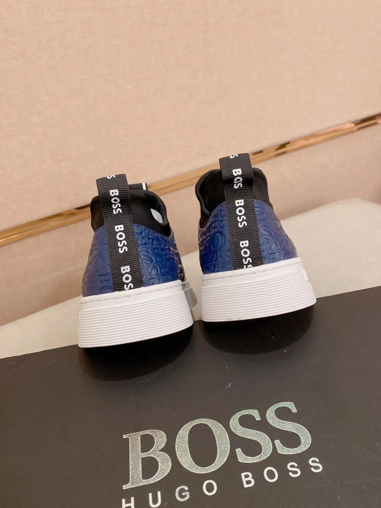 Hugo Boss Logo Slip-On Blue and White Lifestyle Sneakers 3