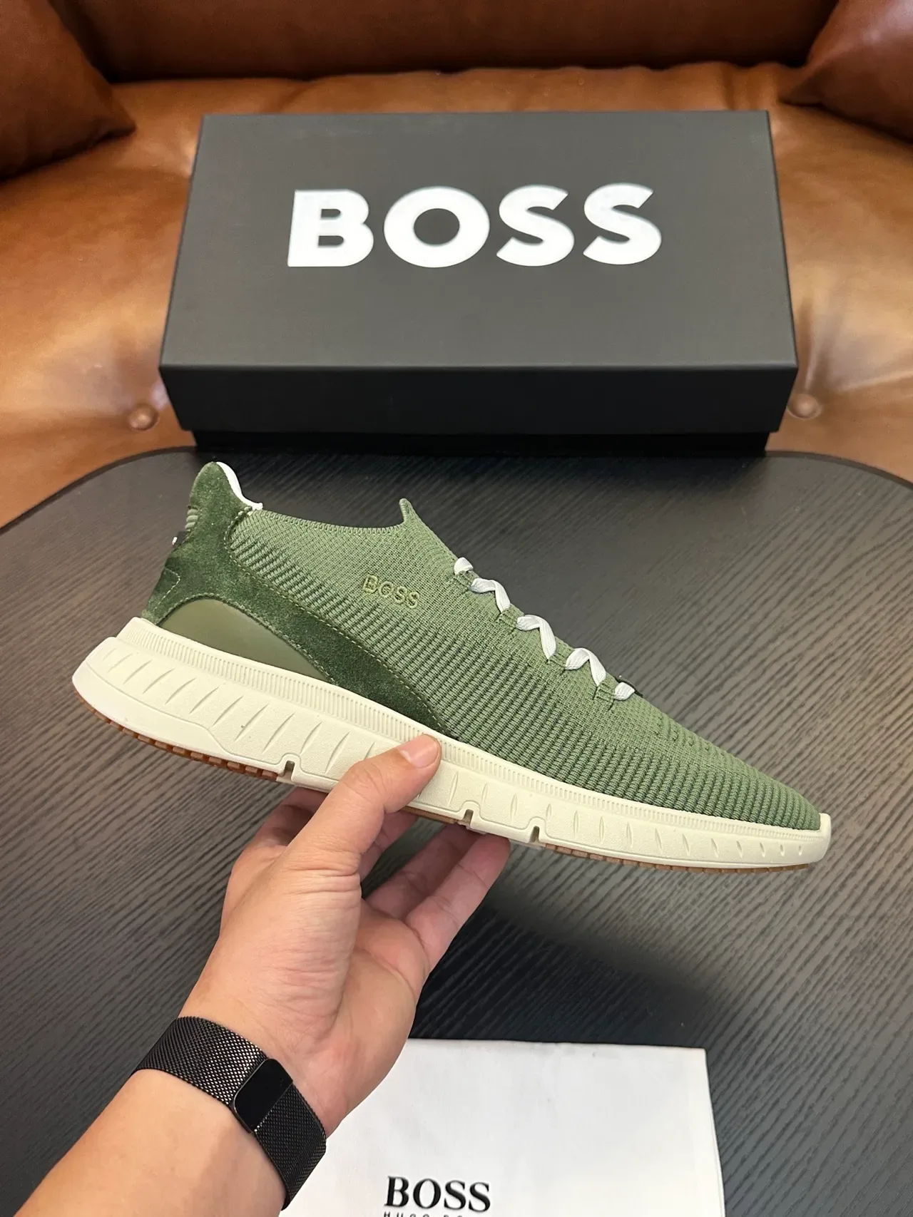 Hugo Boss Zapatillas Lifestyle Verde Oliva de Tejido Slip-On 2