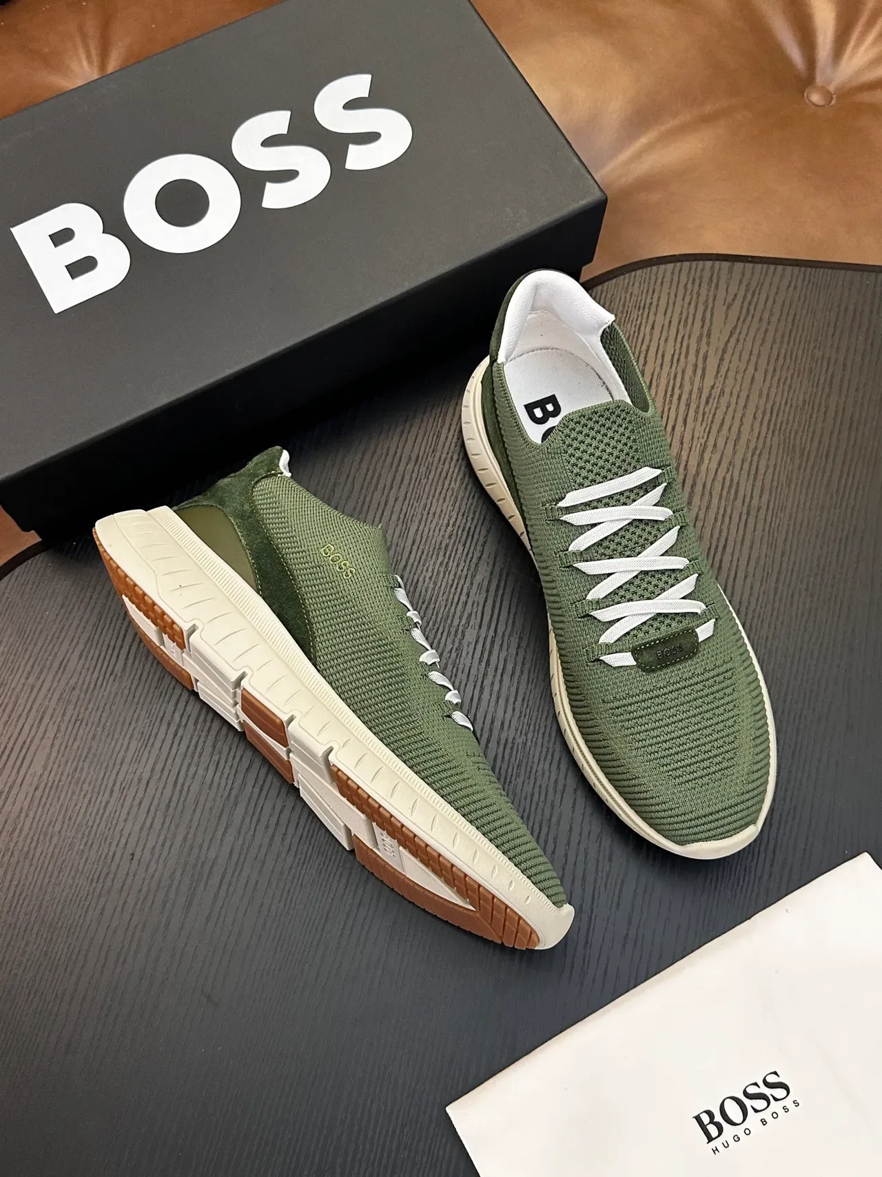 Hugo Boss Zapatillas Lifestyle Verde Oliva de Tejido Slip-On 4