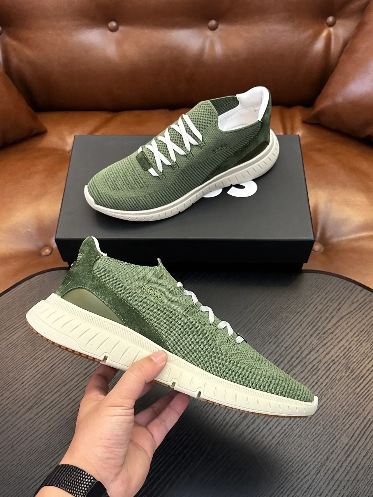 Hugo Boss Zapatillas Lifestyle Verde Oliva de Tejido Slip-On 5