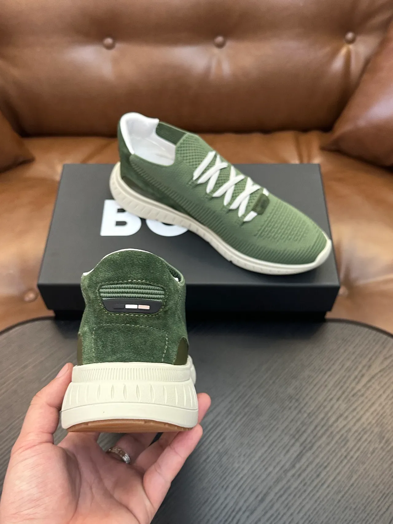 Hugo Boss Zapatillas Lifestyle Verde Oliva de Tejido Slip-On 8