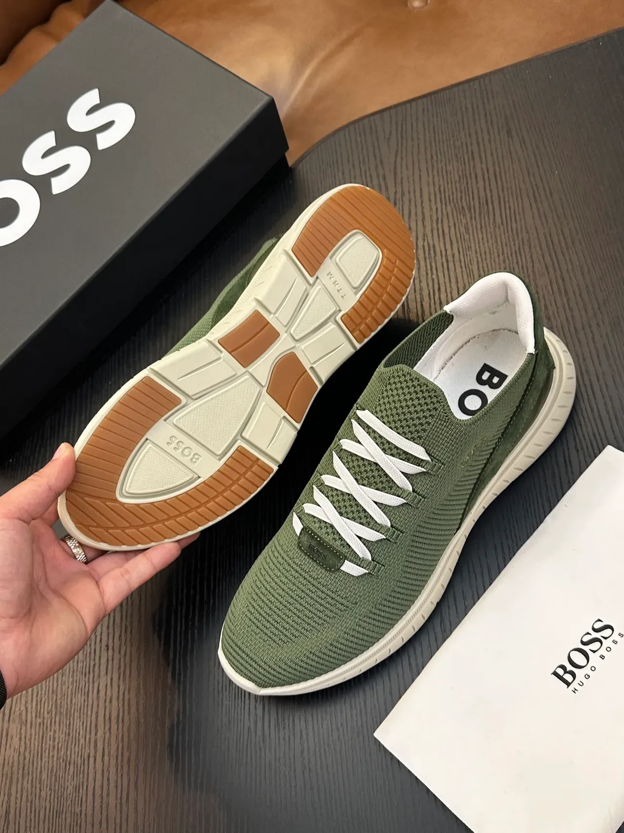 Hugo Boss Zapatillas Lifestyle Verde Oliva de Tejido Slip-On 9
