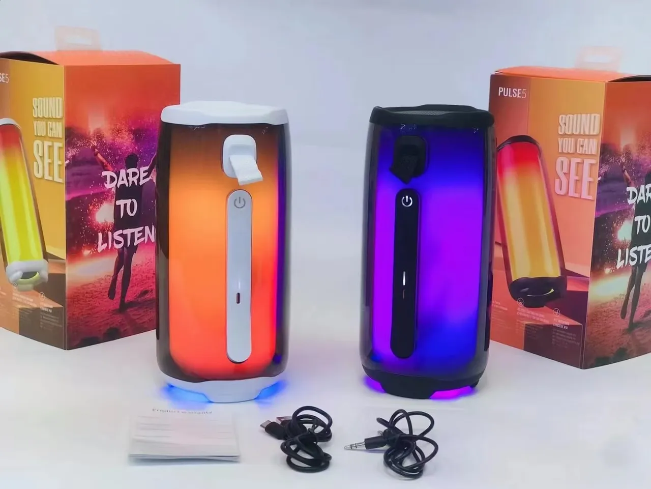 JBL 白灰色圆柱形透明外壳便携式扬声器 5