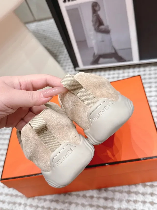 Jil Sander Beige Perforated Suede Sneaker 3