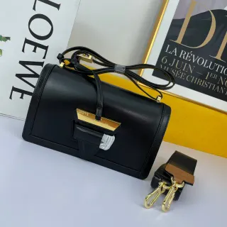 Loewe Gate Black Gold Structured Leather Hardware Handbag
