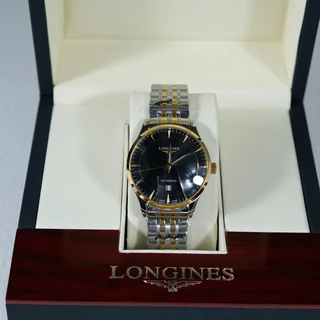 Longines Automatic Two-Tone Stainless Steel and Gold-Tone Black Dial Mechanical Watch 3