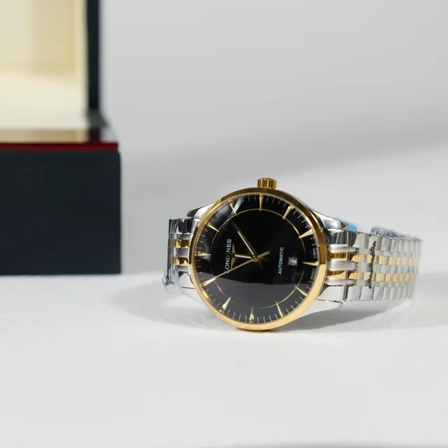 Longines Automatic Two-Tone Stainless Steel and Gold-Tone Black Dial Mechanical Watch 5