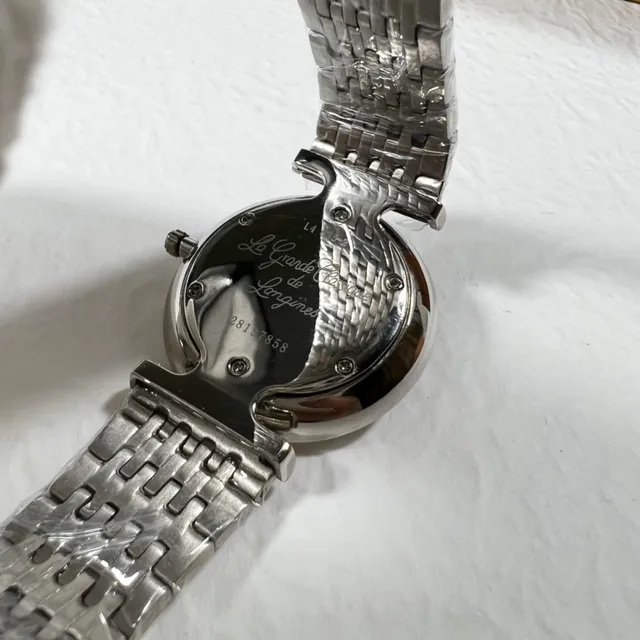 Longines नीला चांदी गोल केस सनबर्स्ट डायल Quartz वॉच 4
