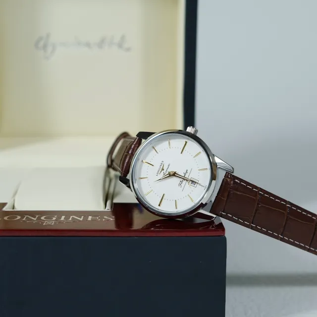 Longines Flagship Automatic White Dial Brown Leather Strap Mechanical Watch 4