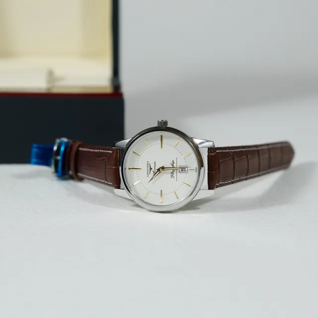 Longines Flagship Automatic White Dial Brown Leather Strap Mechanical Watch 6