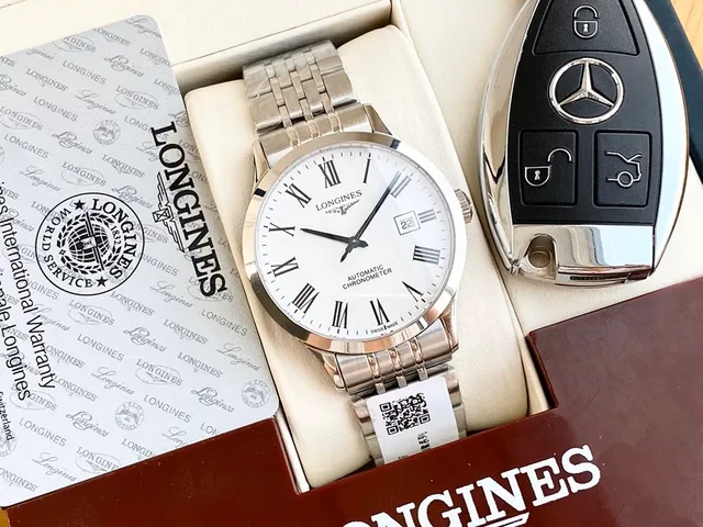 Longines Master Collection Silver Blue Stainless Steel Bracelet White Dial Mechanical Watch 6