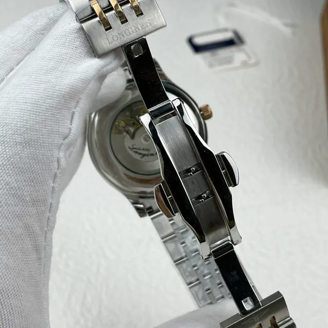 Longines 银金双色不锈钢白色表盘机械腕表 5